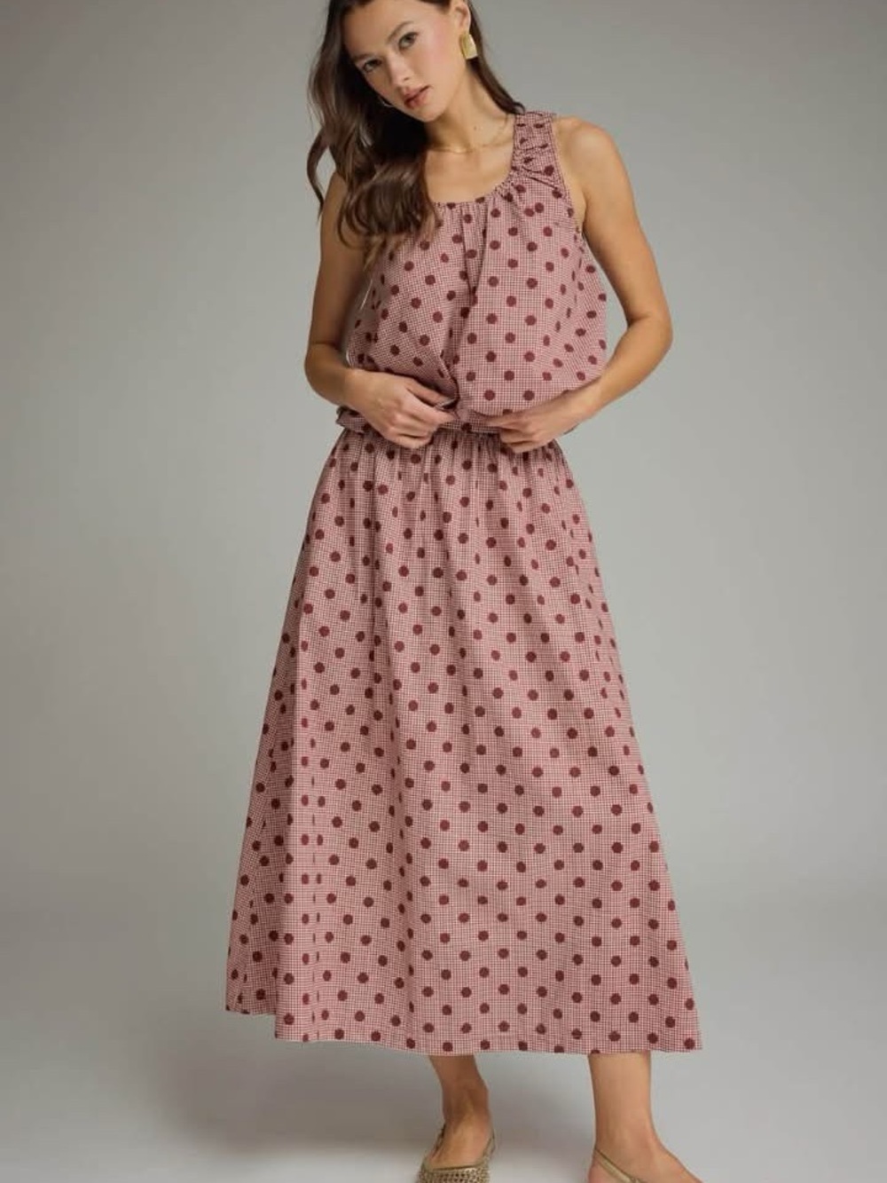 NWT ENTRO Sleeveless  Polka Dot Set